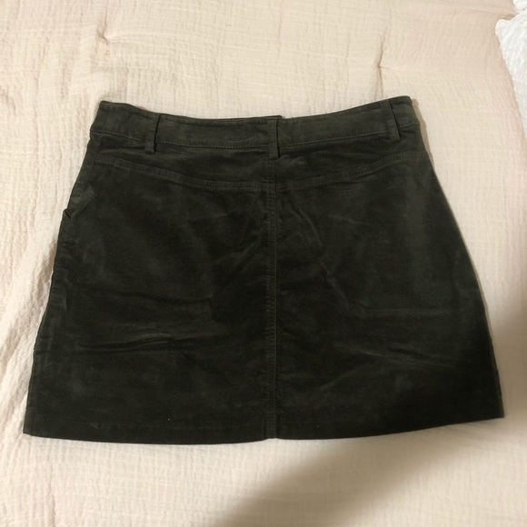 Army Green Suede Skirt - Picture 2 of 3